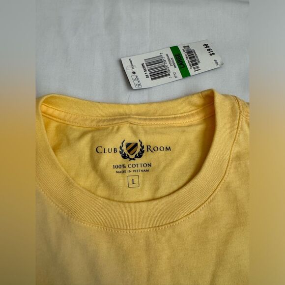 Club Room Yellow Short Sleeve Cotton T-Shirt | Solid Crewneck | Large | NWT - Picture 4 of 5